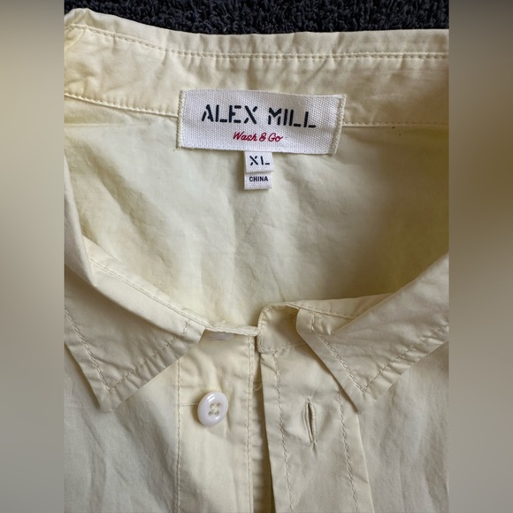 Alex Mill Wash & Go Mens XL Butter Yellow Cotton Long Sleeve Button Down Shirt - Picture 4 of 10